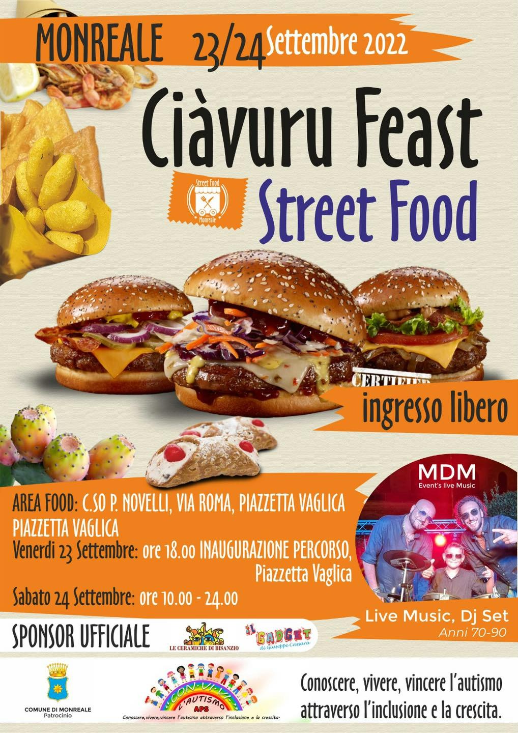 Domani pomeriggio alle ore 18 a piazzetta Vaglica il sindaco Alberto Arcidiacono inaugura la manifestazione “Ciavuru Fest Food”inaugura la manifestazione “Ciavuru Fest Food”