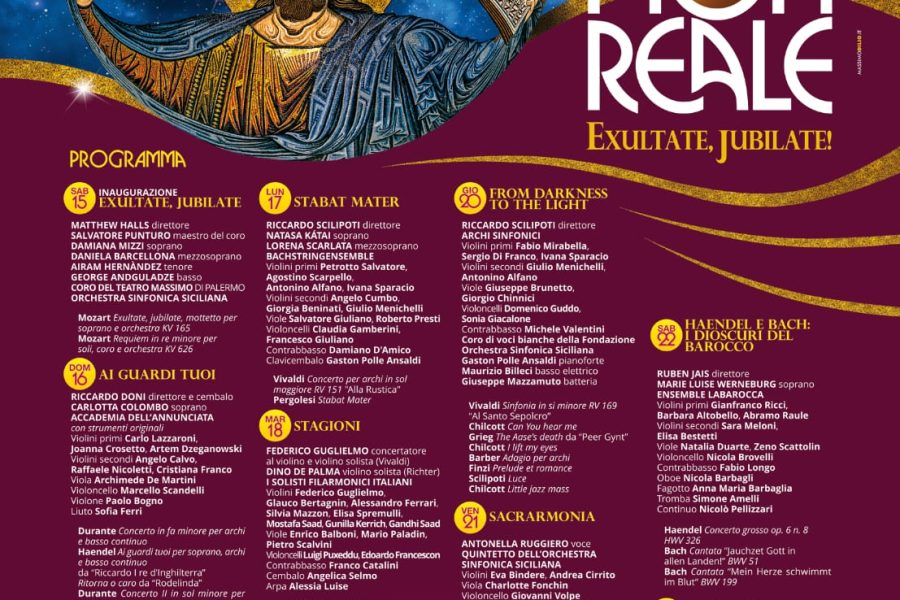 “EXULTATE, JUBILATE!” AL VIA LA 64^ SETTIMANA INTERNAZIONALE DI MUSICA SACRA DI MONREALE