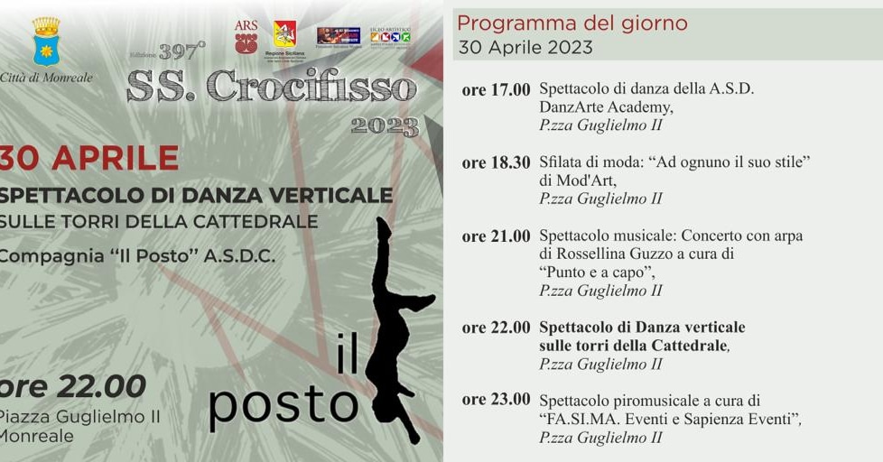 Festeggiamenti della 397^ edizione Santissimo Crocifisso Monreale 2023. Programma di oggi 30  Aprile