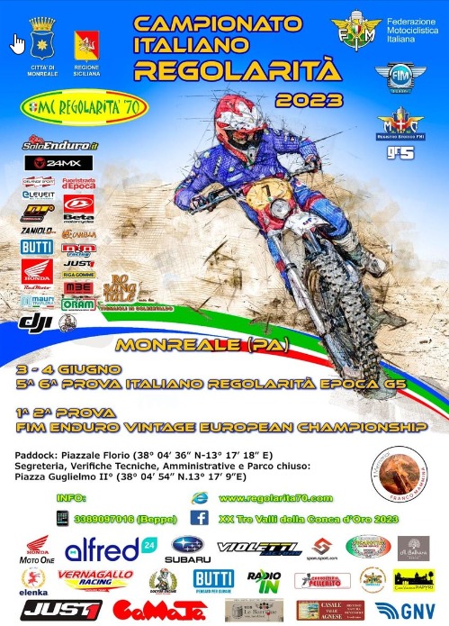 “XX Tre Valli della Conca d’Oro” A.S.D. Moto Club Regolarità 3 e 4 giugno a Monreale