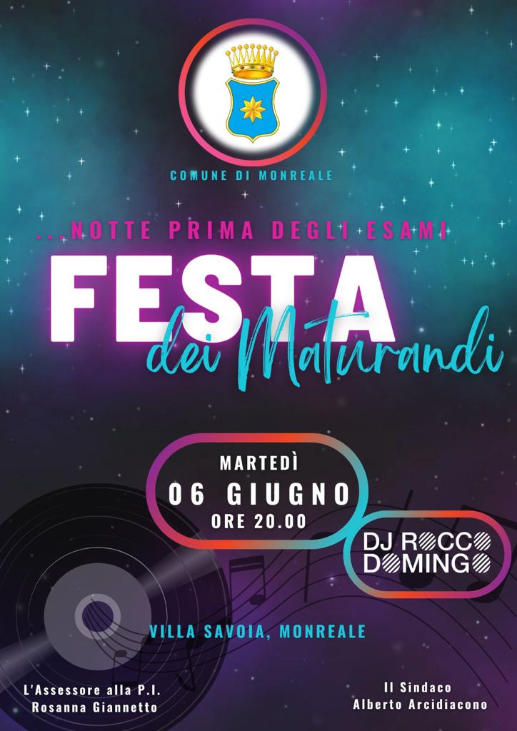 “Notte prima degli esami” FESTA DEI MATURANDI IL 6 GIUGNO A VILLA SAVOIA