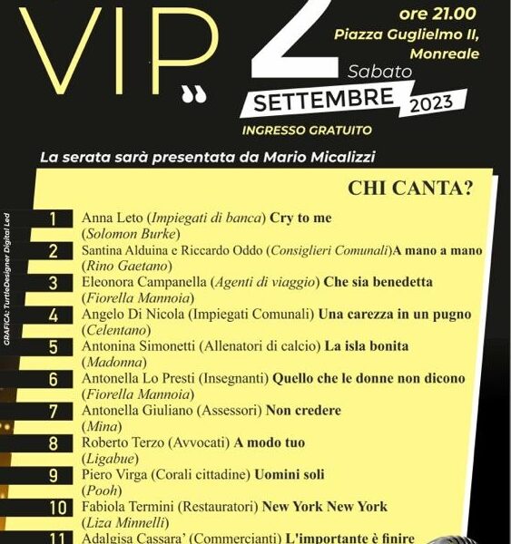 Monreale, domani sera la seconda edizione del CantaVip