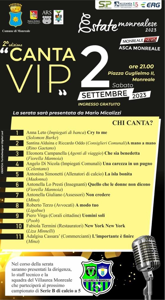 Monreale, domani sera la seconda edizione del CantaVip