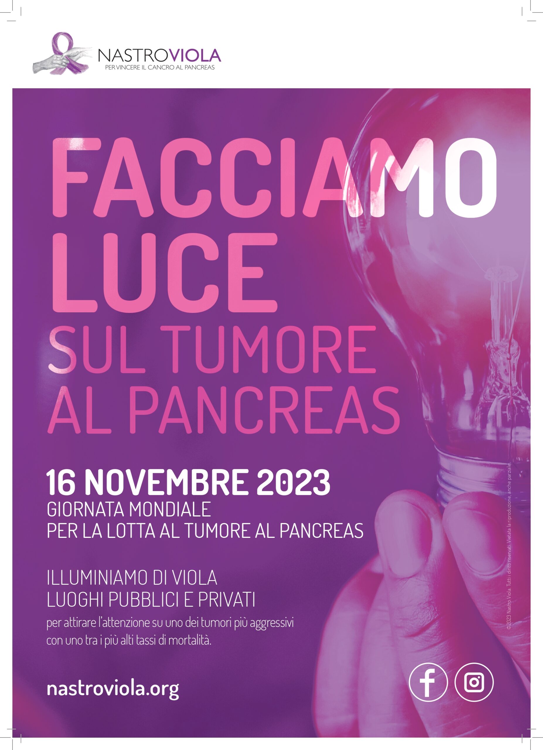 Giornata Mondiale del Carcinoma al Pancreas la facciata del Palazzo di Città si tinge di viola Giovedì 16 Novembre