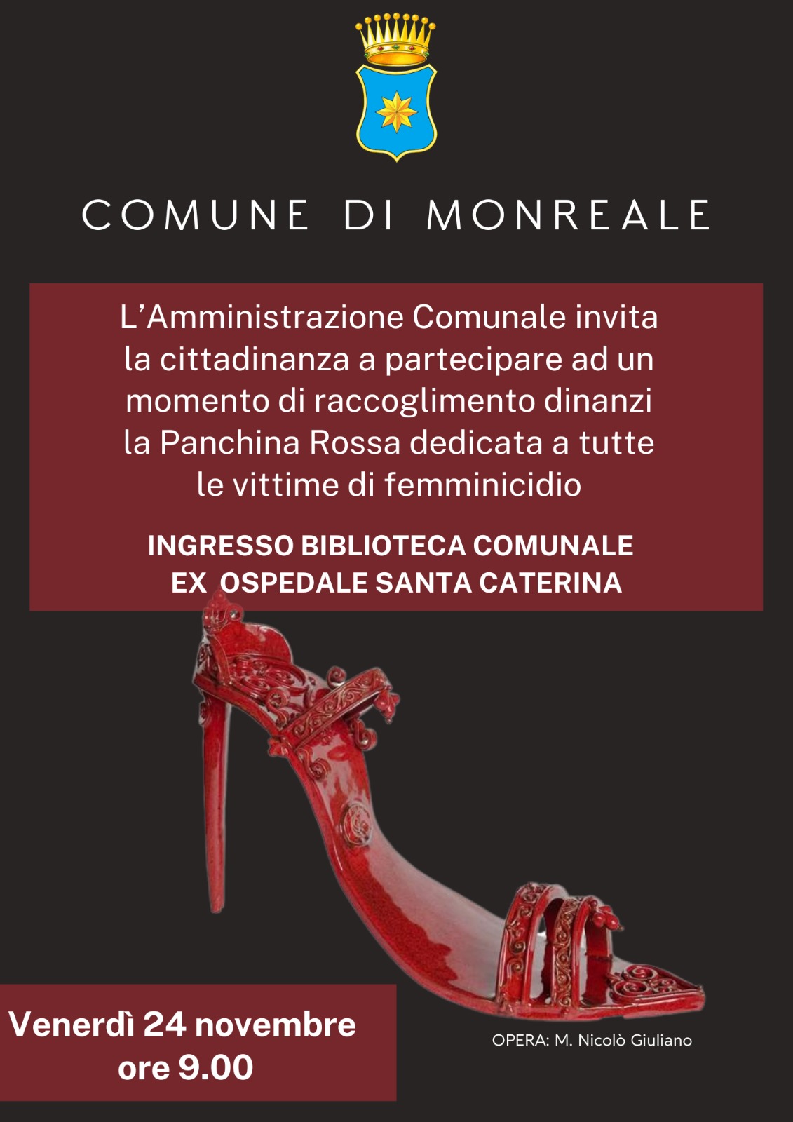 Monreale iniziano domani le manifestazioni organizzate dal Comune in occasione della Giornata per l’eliminazione della violenza sulle donne