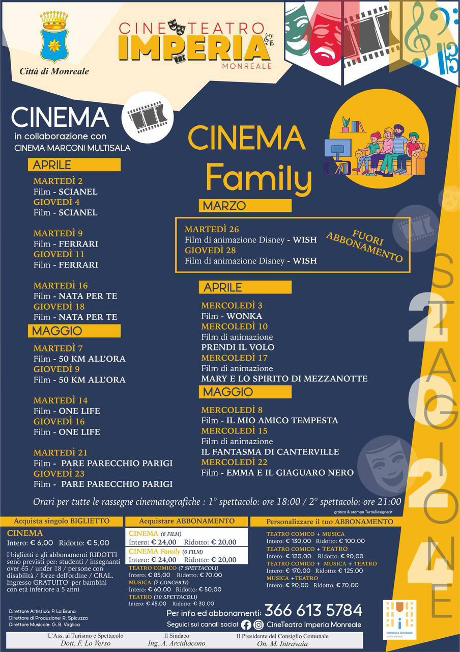 Questa settimana al Cine Teatro Imperia in programma la proiezione dei film Scianèl e WonkaDal 2 al 4 aprile con doppia proiezione ore 18.00 e 21.00