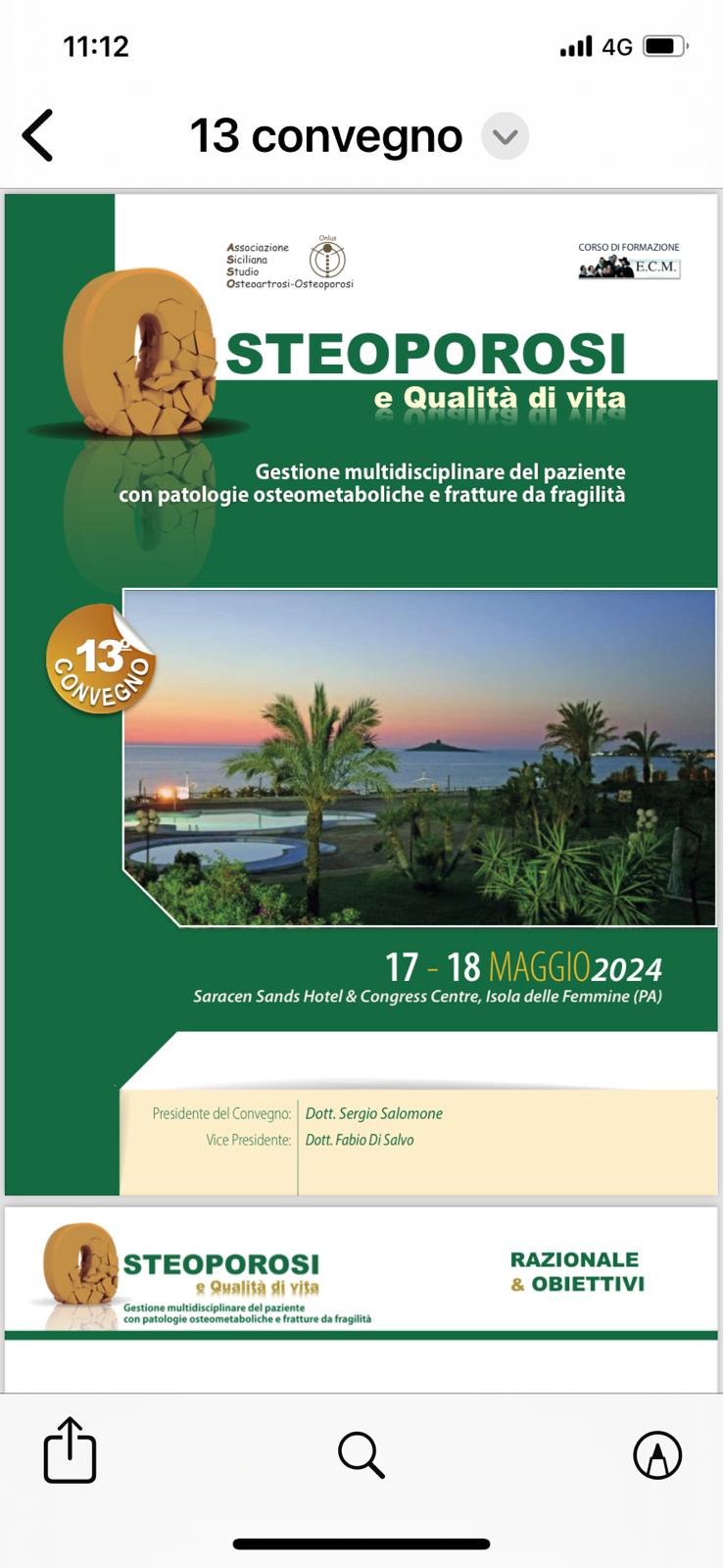 “OSTEOPOROSI E QUALITA’ DI VITA”: SI APRE DOMANI A PALERMO LA XIII EDIZIONE