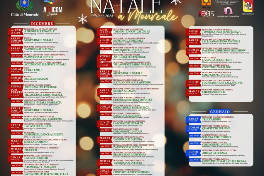 A Monreale è Natale: Da domani si parte con spettacoli e videommapping
