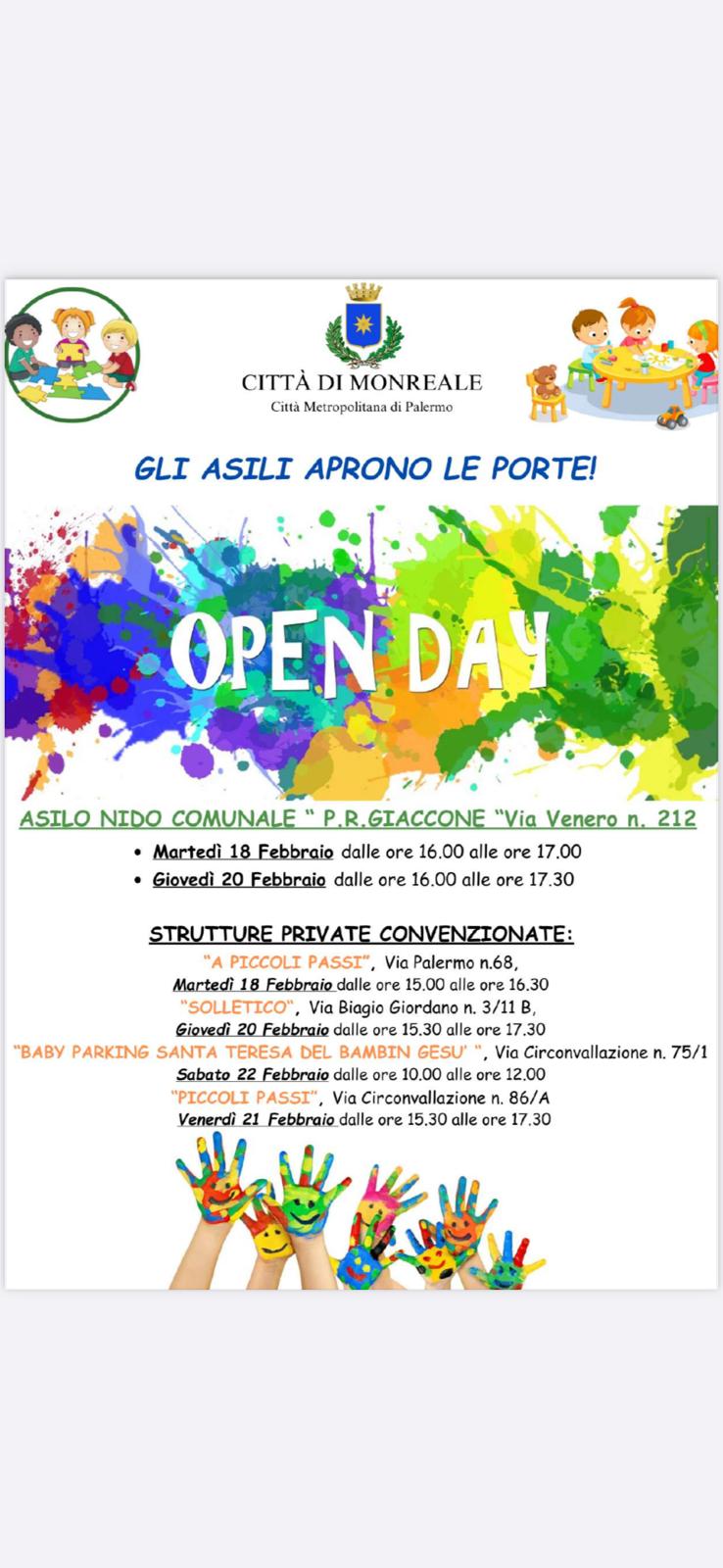 Open Day 2025/2026 all’Asilo nido comunale “Paolo Giaccone” e negli asili convenzionati con il Comune