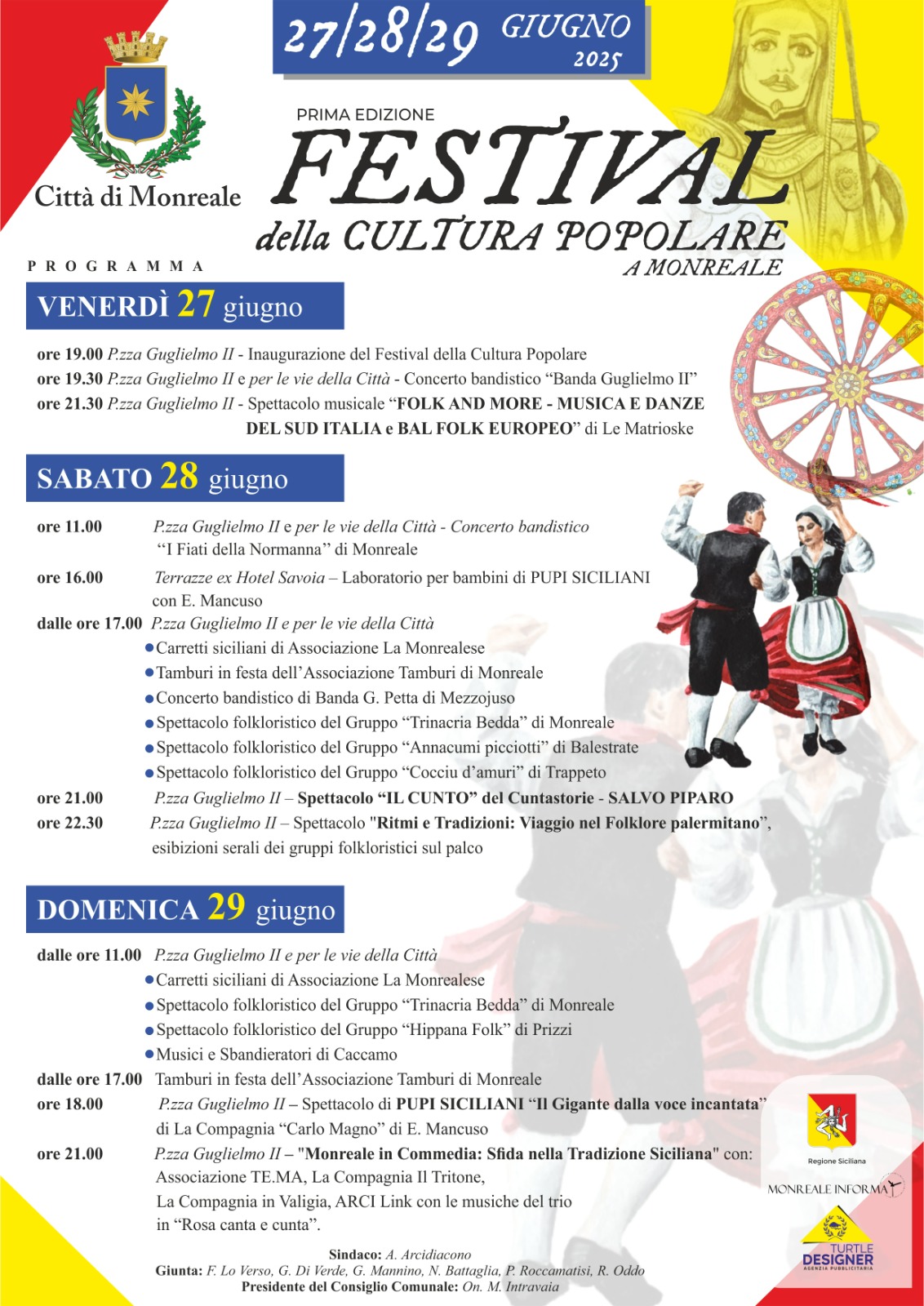 A Monreale prende il Via il Festival della Cultura Popolare: Tre giorni di tradizioni, musica e spettacoli dal 27 al 29 giugno