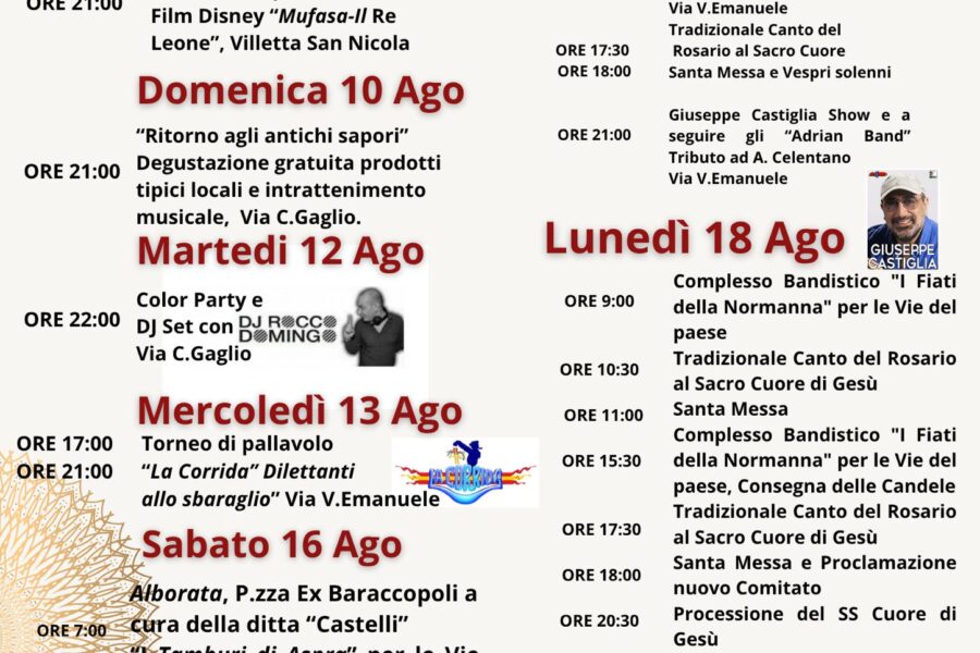 Un programma ricco di eventi all’insegna della tradizione, della fede e del divertimento