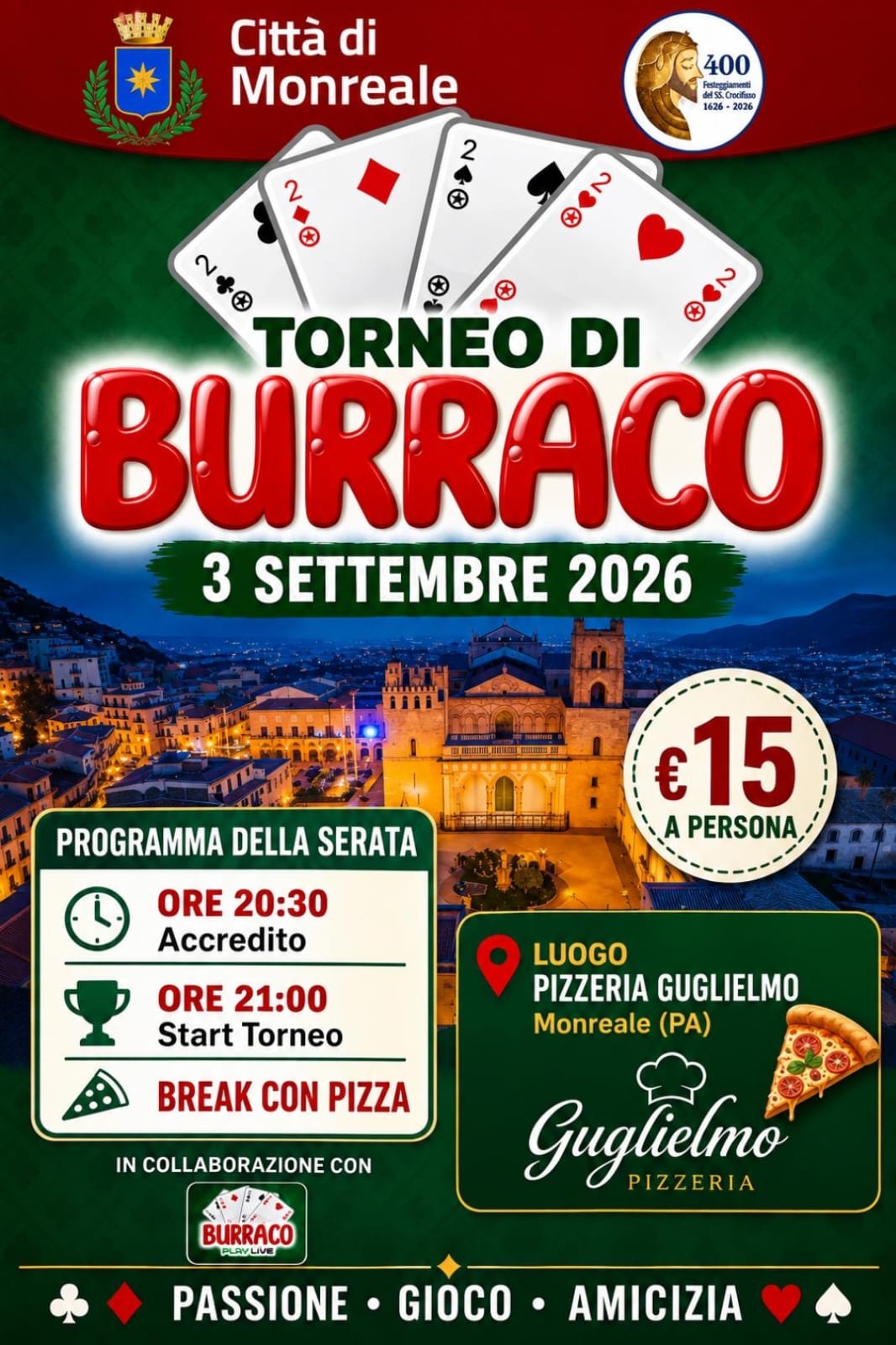 Monreale unita nel segno della socialità: in arrivo il Torneo di Burraco cittadino