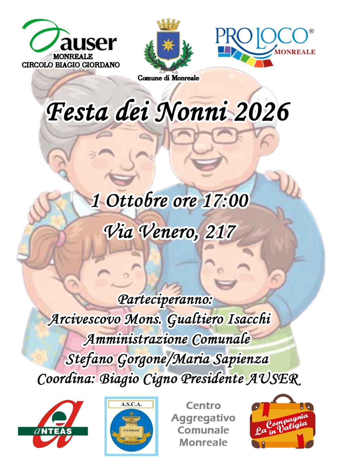 Monreale celebra la Festa dei Nonni: un’iniziativa all’insegna della socialità e del dialogo tra generazioni