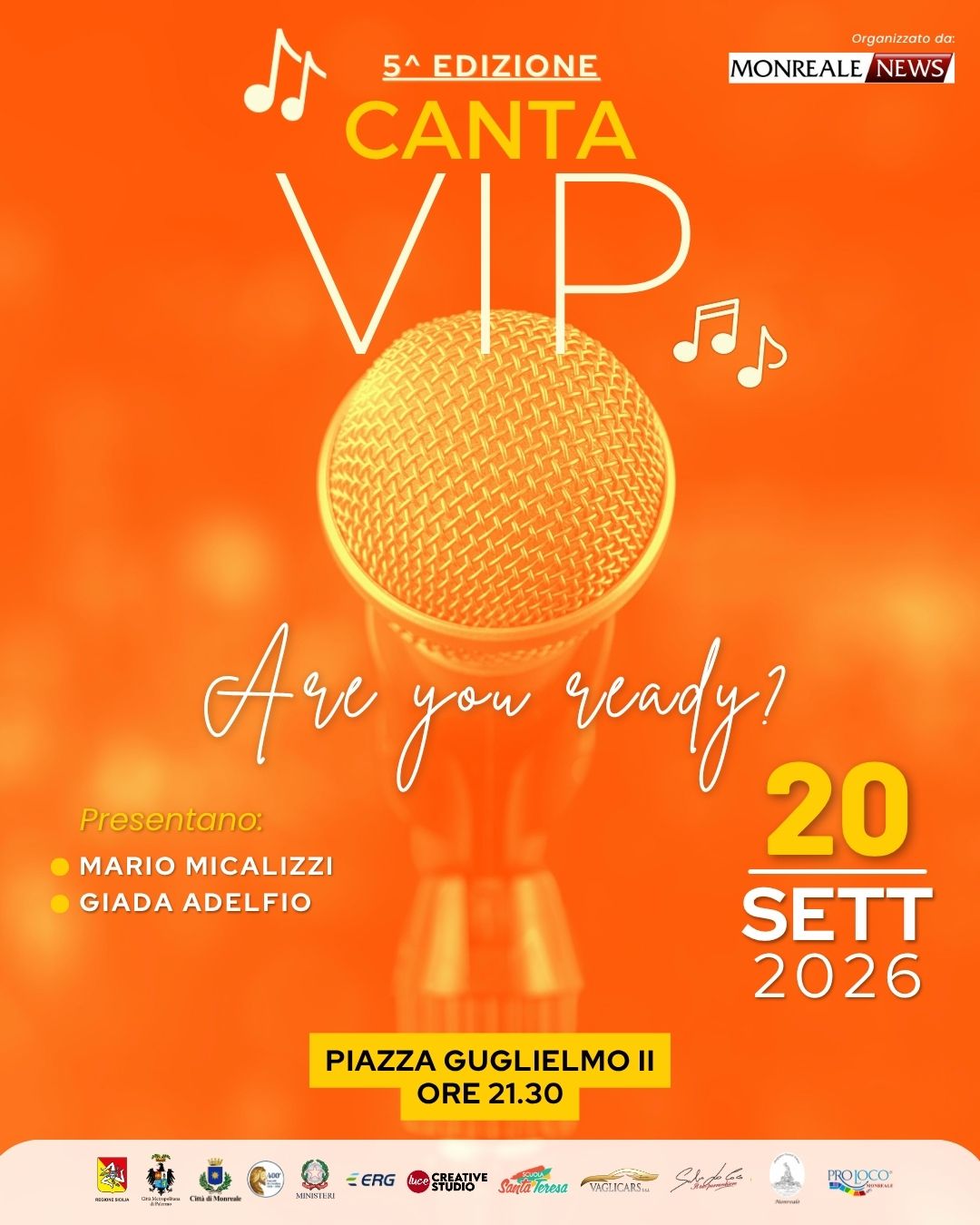 MONREALE, DOMENICA 20 SETTEMBRE TORNA IL “CANTAVIP”: MUSICA, ALLEGRIA E SOLIDARIETÀ IN PIAZZA GUGLIELMO