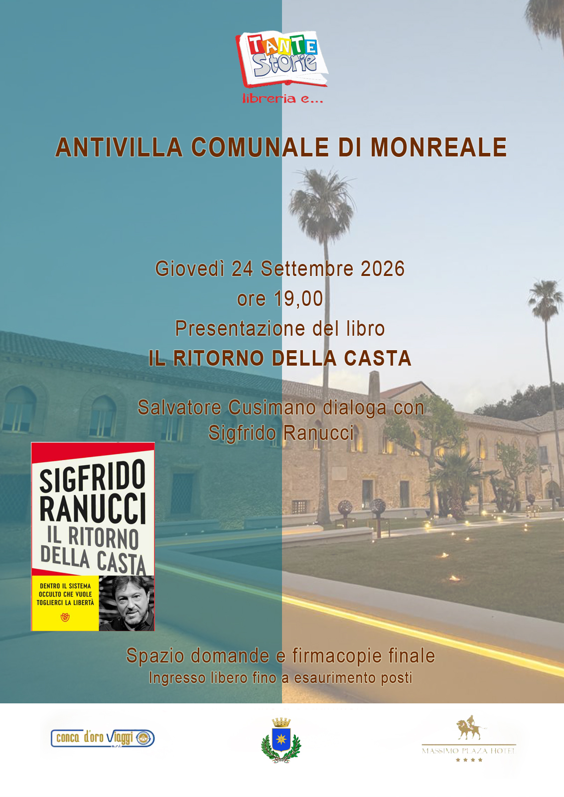 Sigfrido Ranucci presenta “Il ritorno della casta” a Monreale